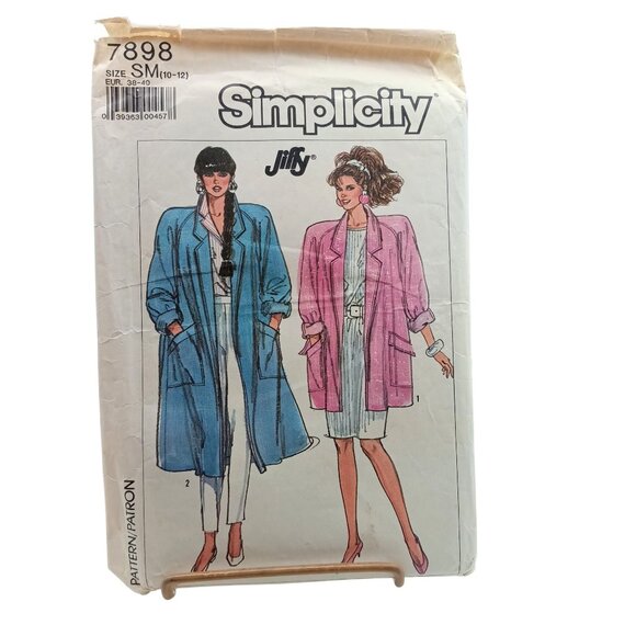 Simplicity Vintage 1987 Jiffy Pattern 7898 Womens Oversized Coat In Two Lengths - Picture 1 of 2